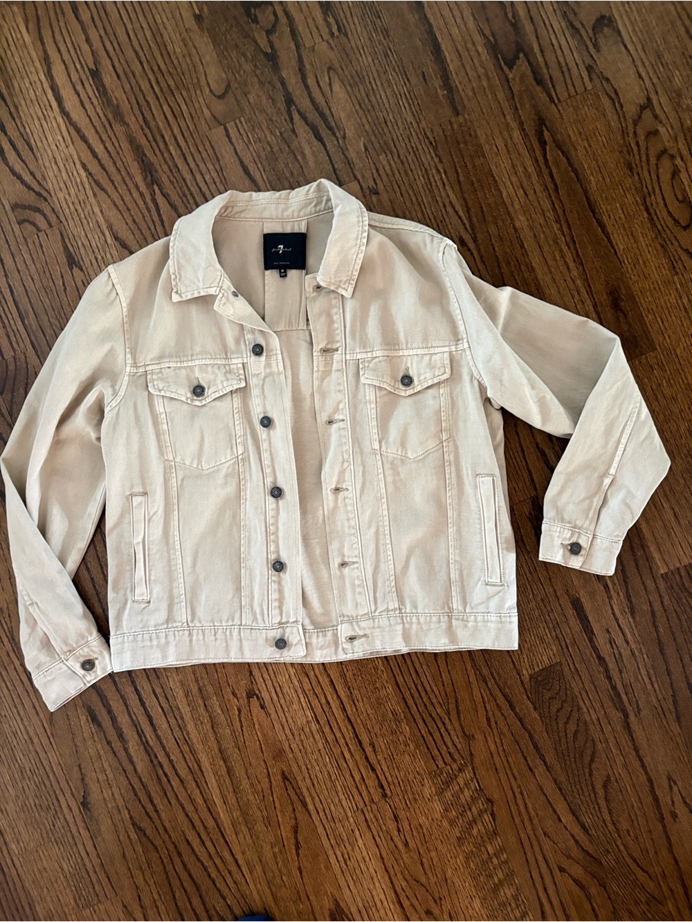 7 For All Mankind Beige Light-weight Cotton Trucker Denim-style Jacket. Medium
